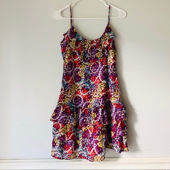 Ella Moss Dresses & Skirts - Ella Moss Colorful Floral Print Tank Ruffle Dress
